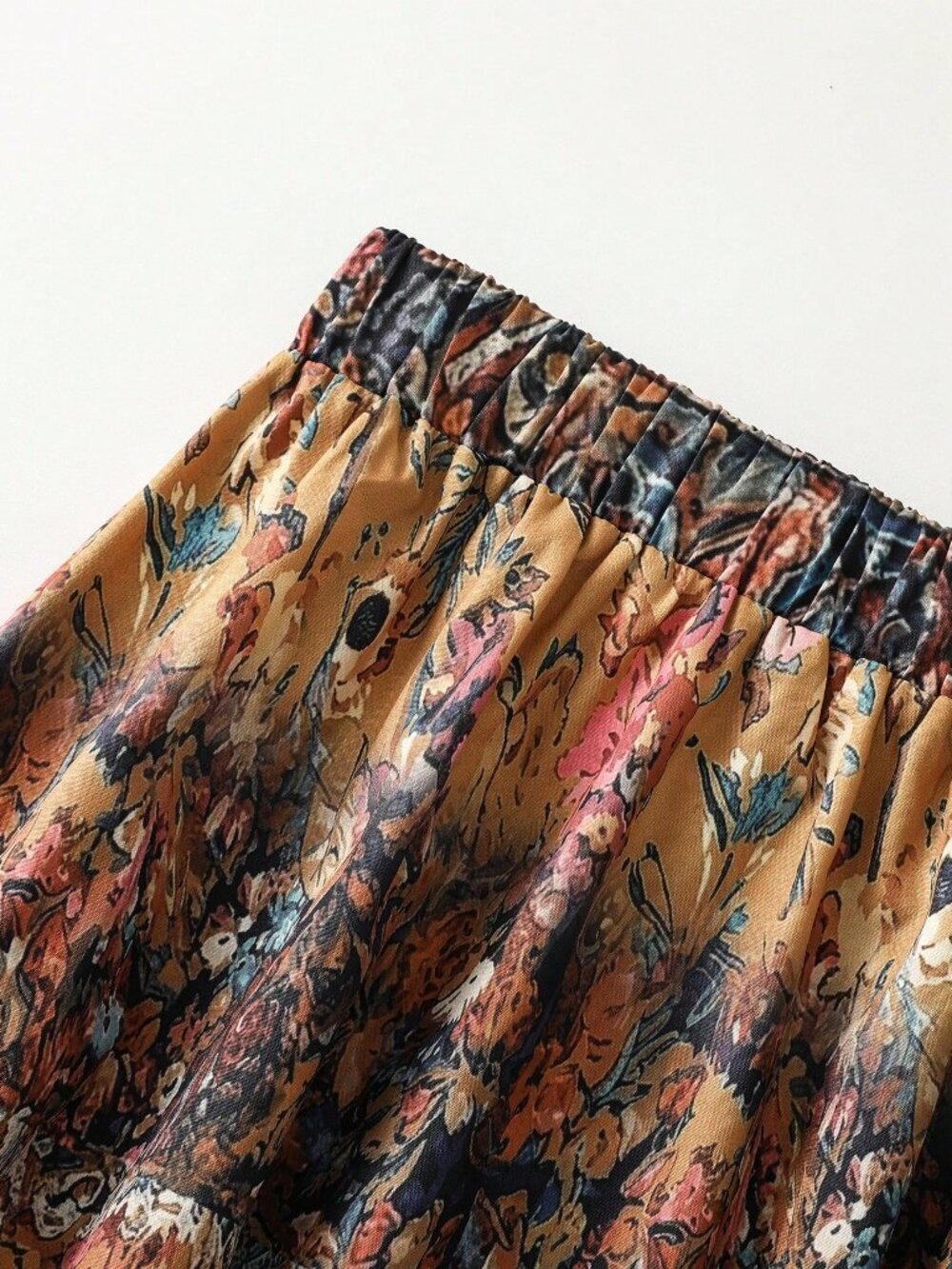 Multicolor Boho Women's Casual Floral Print A-Line Skirt - Picture 3 of 8